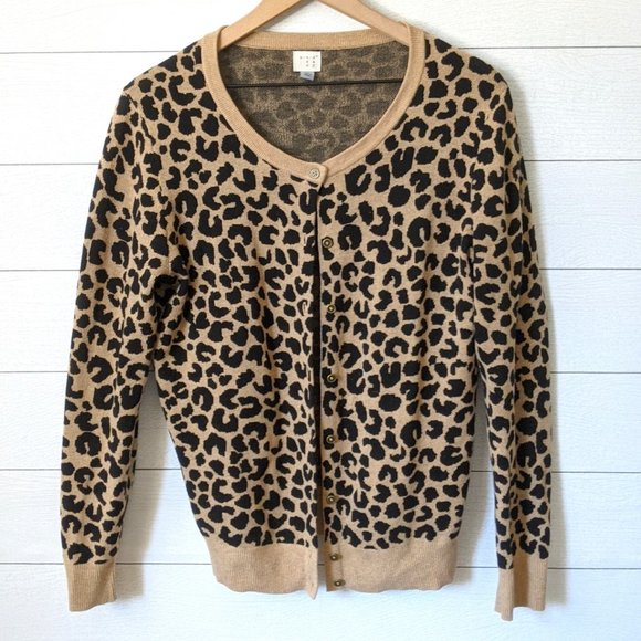 a new day Sweaters - A New Day Leopard Knit Cardigan Sweater XL